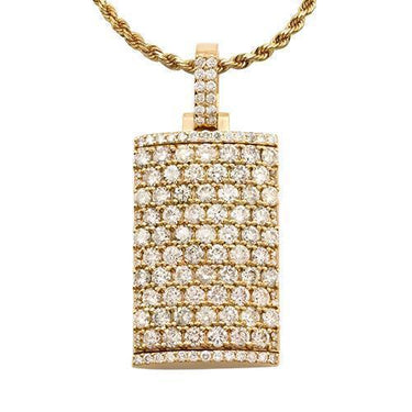 Diamond Dog Tag Pendant 14k Yellow Gold 8.50 Ctw